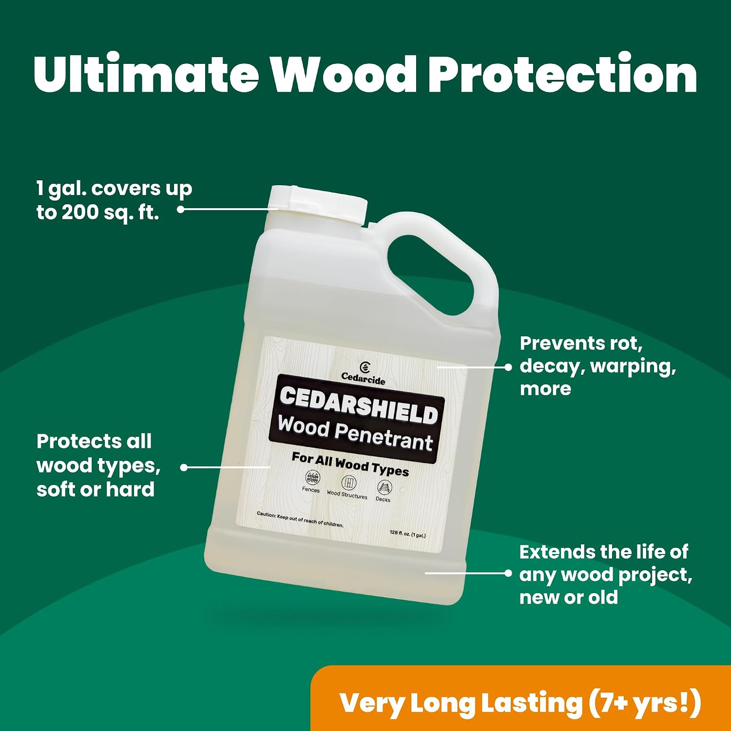 Cedarcide Cedarshield (1 Gallon) | Non-Toxic Wood Treatment and Stabilizer | Protects Wood from Moisture and Decay