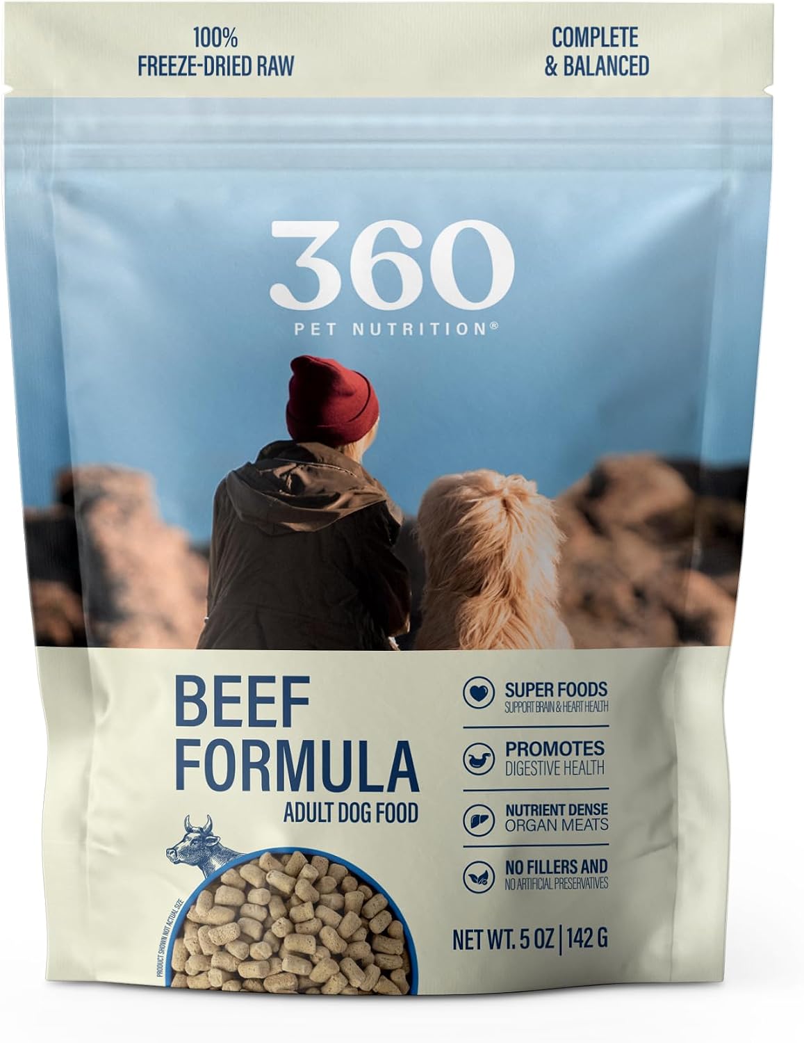 360 Pet Nutrition Freeze-Dried Raw Dog Food – Multi-Protein with Beef, Chicken, Fish, Liver & Organs