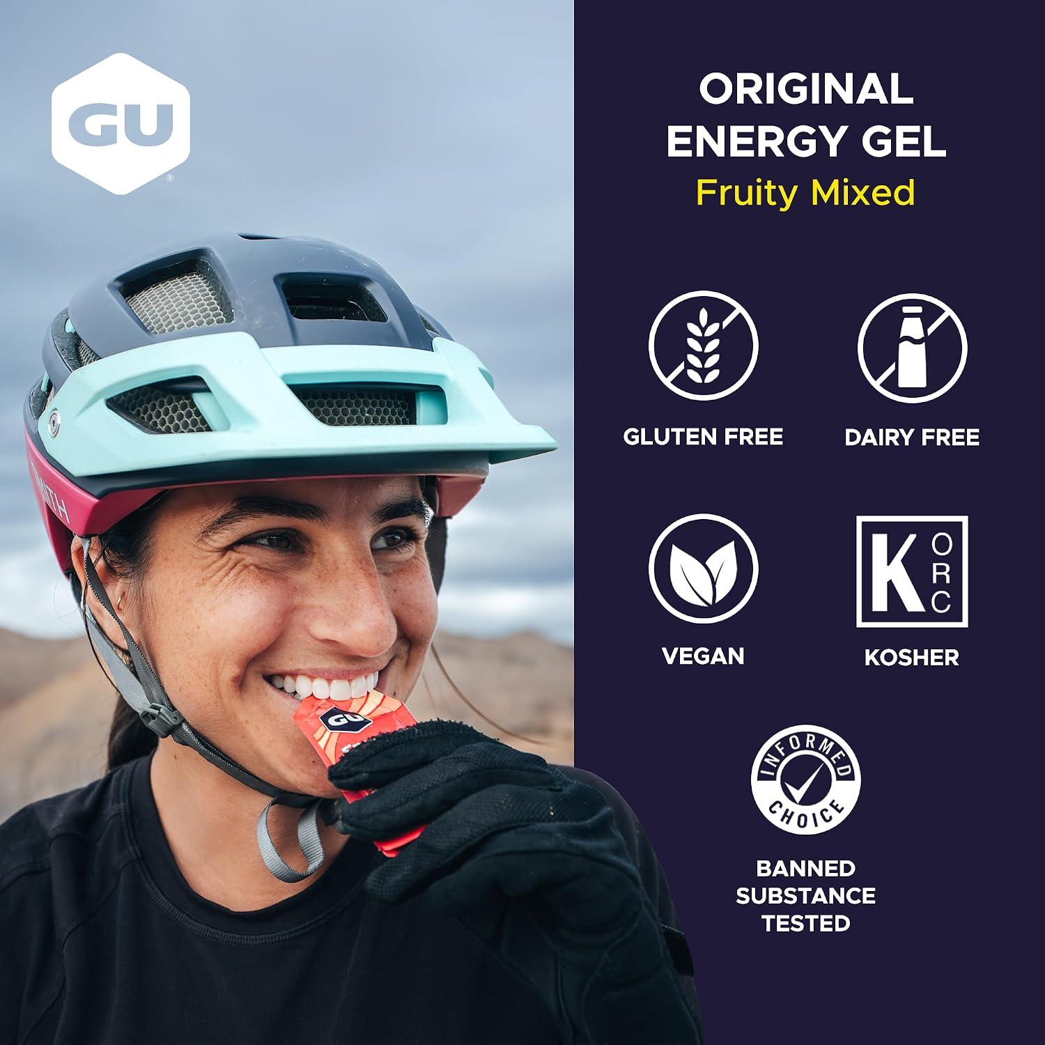 GU Energy Original Sports Nutrition Energy Gel, Vegan and Dairy-Free On-the-Go Energy for Any Workout, Vanilla Bean, 8-Count