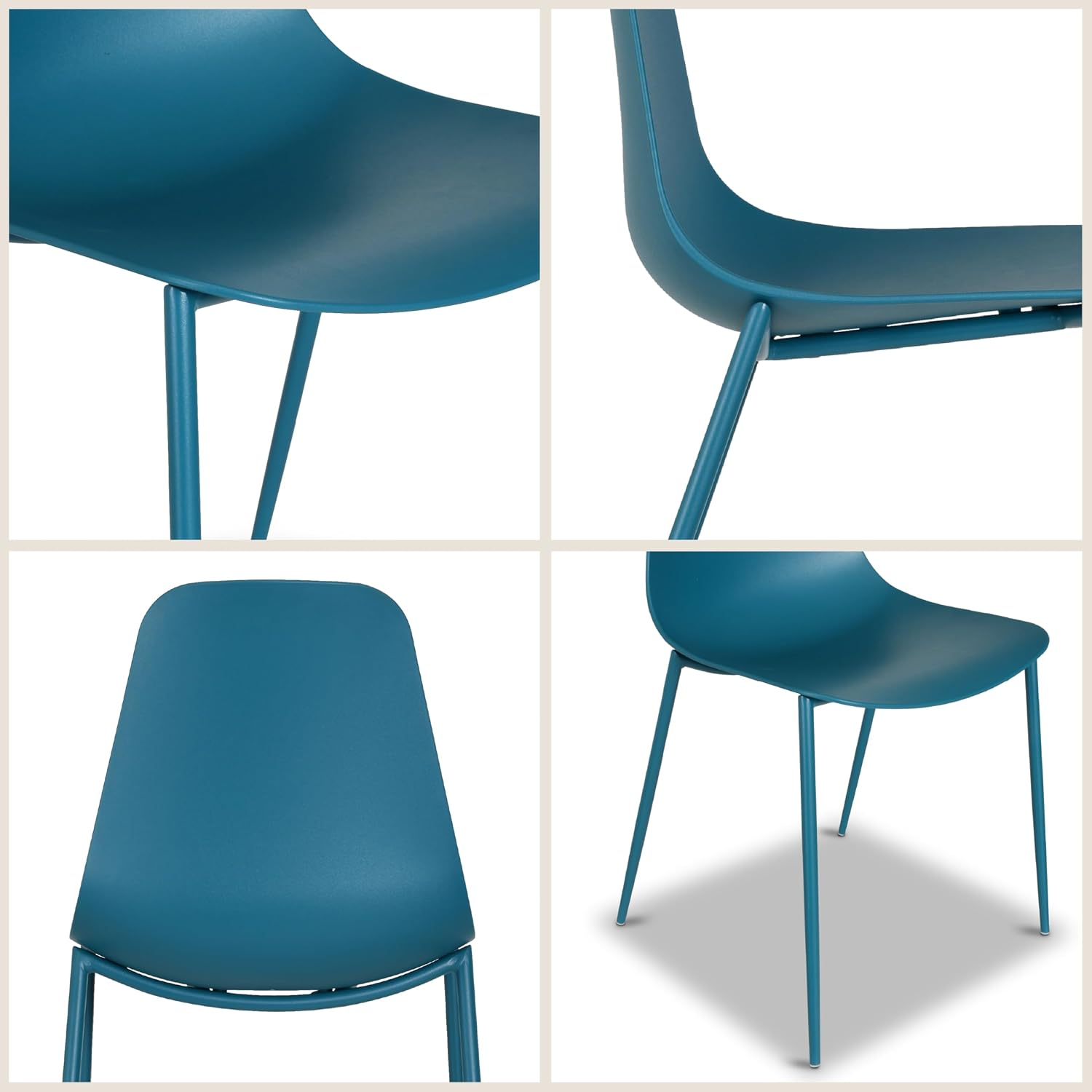 Poly & BARK Isla Modern Kitchen Chairs Set of 4 - Plastic Dining Chair with Metal Legs - Quick Assembly Simple Cafe Chairs Plastic for Indoor or
