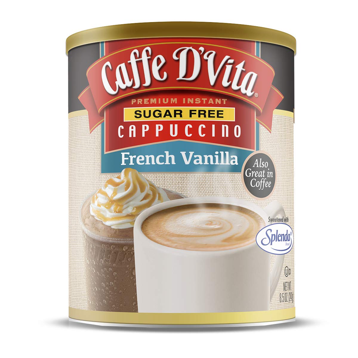 Caffe D'Vita Mocha Cappuccino Mix - 4 lb can (64 oz.) | Instant Cappuccino Mix, Gluten Free, No Cholesterol or Trans Fat, 99% Caffeine Free, Mocha