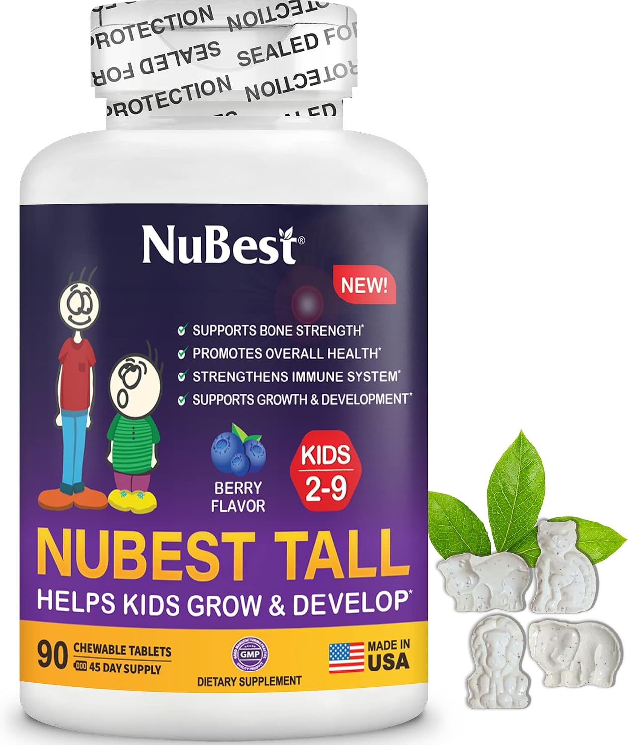 NuBest Bundle Tall 10+ 60 Capsules Tall Kids 90 Chewable Tablets | Height Growth Support for Kids & Teens | Calcium, Vitamins D3 K2