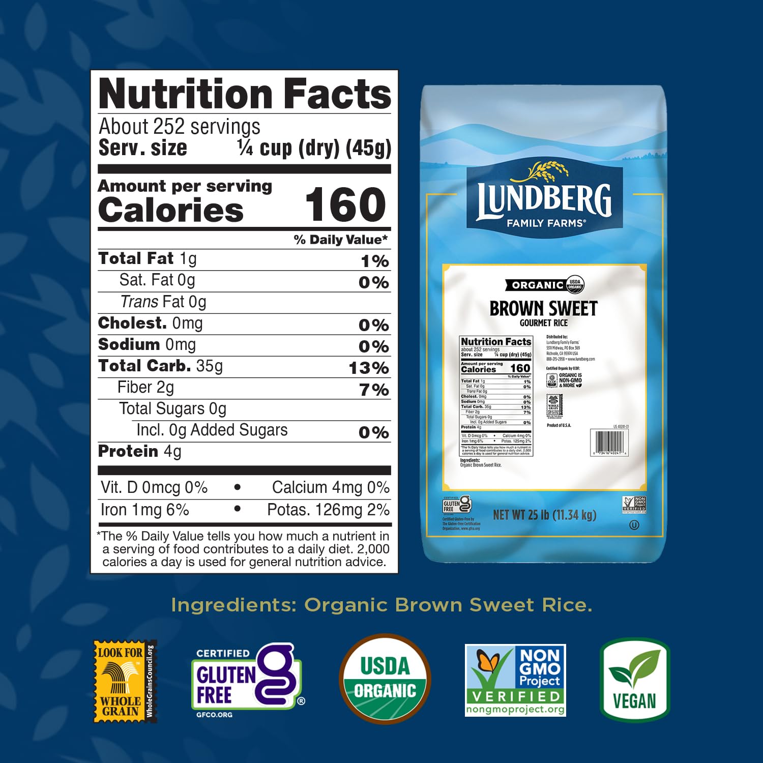Lundberg Basmati Rice, Long Grain White Rice - Non-Sticky, Fluffy, Nutty, Aromatic Rice, Vegan Food, Healthy Meals, Gluten-Free, Grown in California, 64 Oz