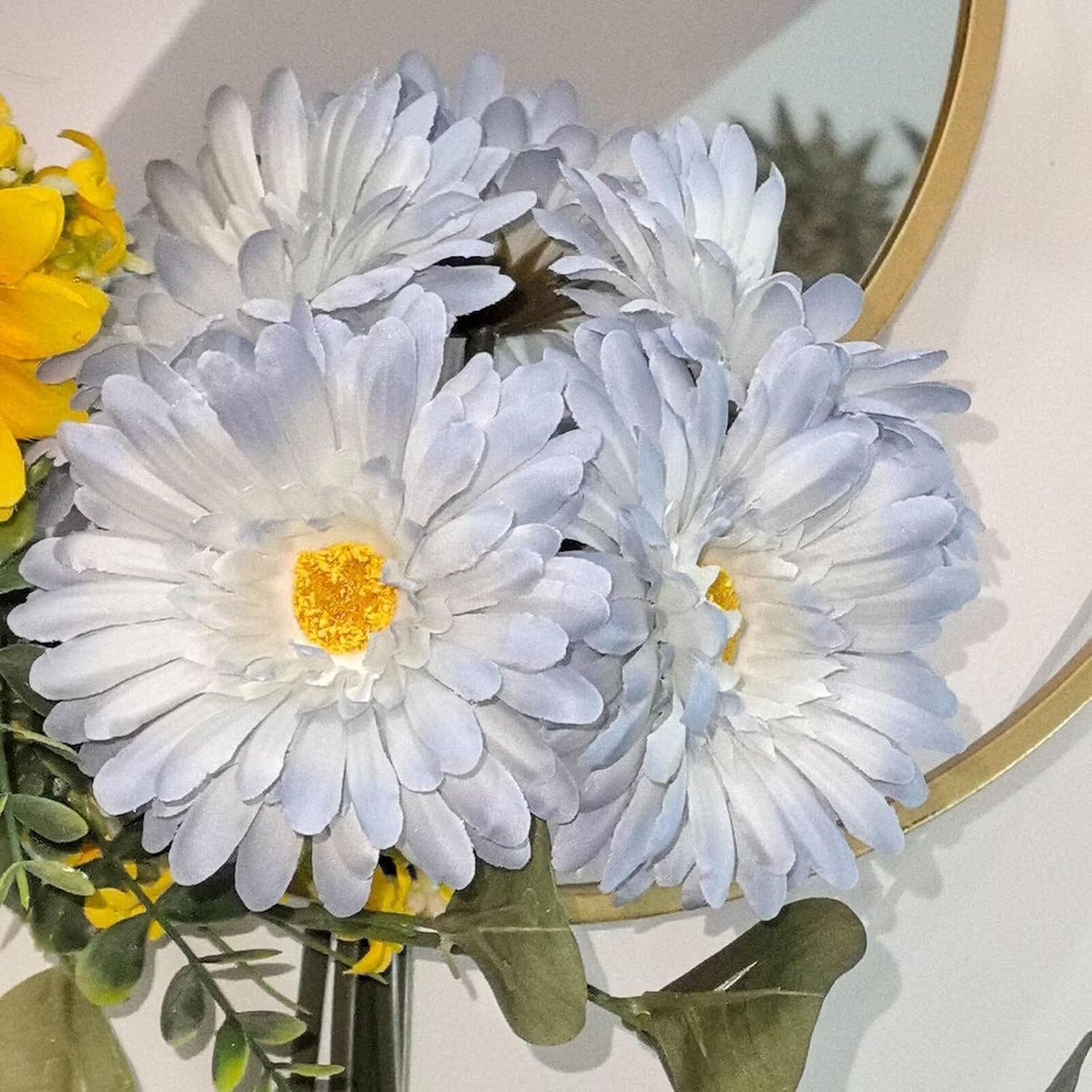 TOPIA Artificial African Daisies Flowers African Daisy Silk Flowers Artificial Gerbera Daisies Pack of 10 (Yellow)