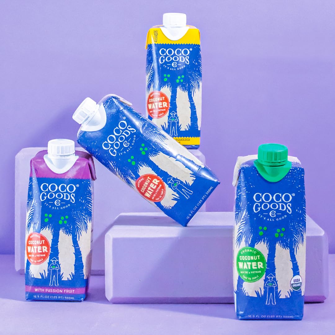 CocoGoods Co Single-Origin Natural Coconut Water with Fresh Pineapple Juice 16.9 fl. oz, 12 pack