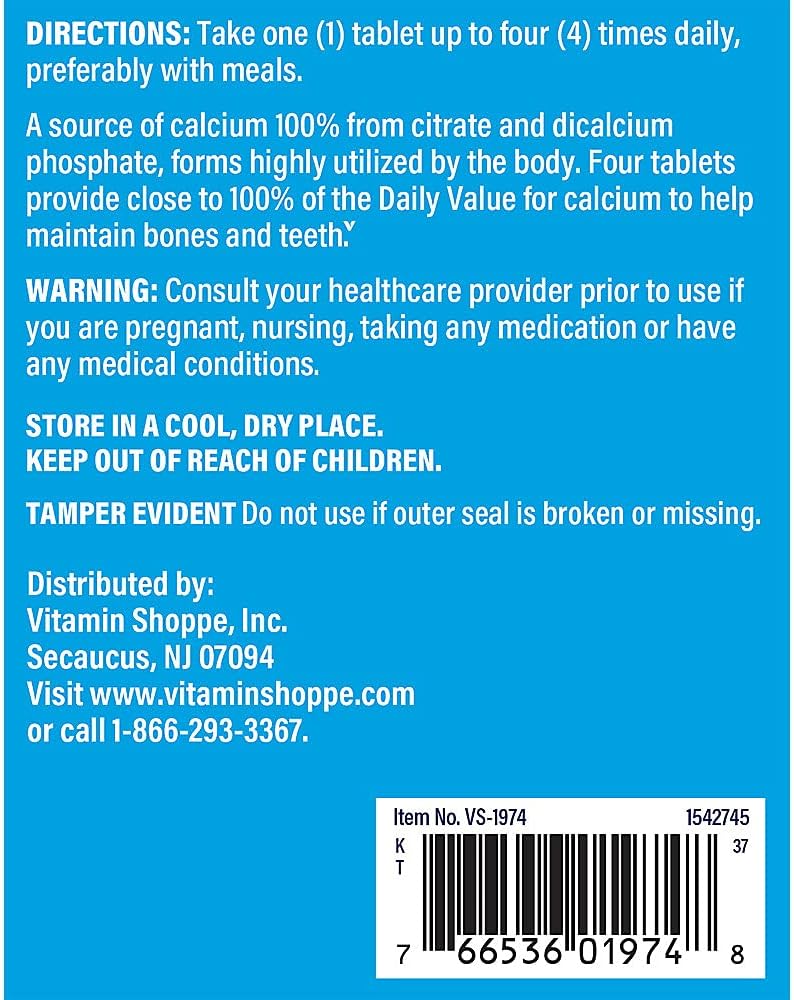 The Vitamin Shoppe Brand Calcium Citrate 300 MG, 300 Tablets | Highly Absorbable Calcium Supplement for Bone Strength