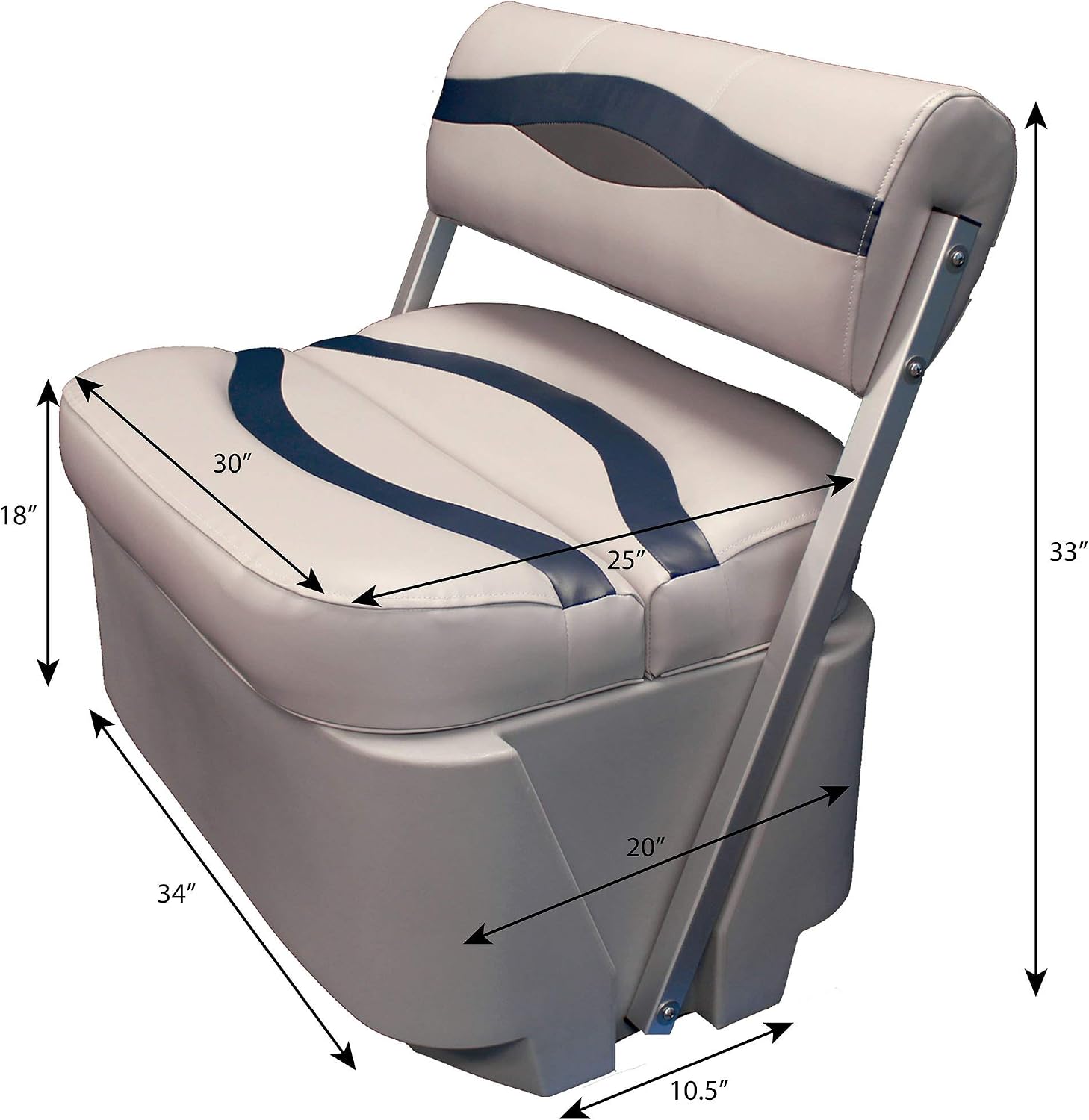 DeckMate® Complete Premium Pontoon Flip Flop Seat and Base (Gray/Blue/Charcoal)