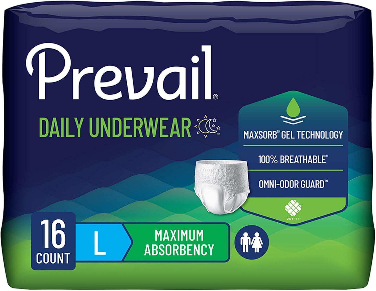 Prevail Daily Protective Underwear - Unisex Adult Incontinence Underwear - Disposable Adult Diaper for Men & Women - Maximum Absorbency - XX-Large - 12 Count (Pack of 4) | Prevail Daily Unisex Underwear Maximum Disposable Incontinence Underwear Pull On w…