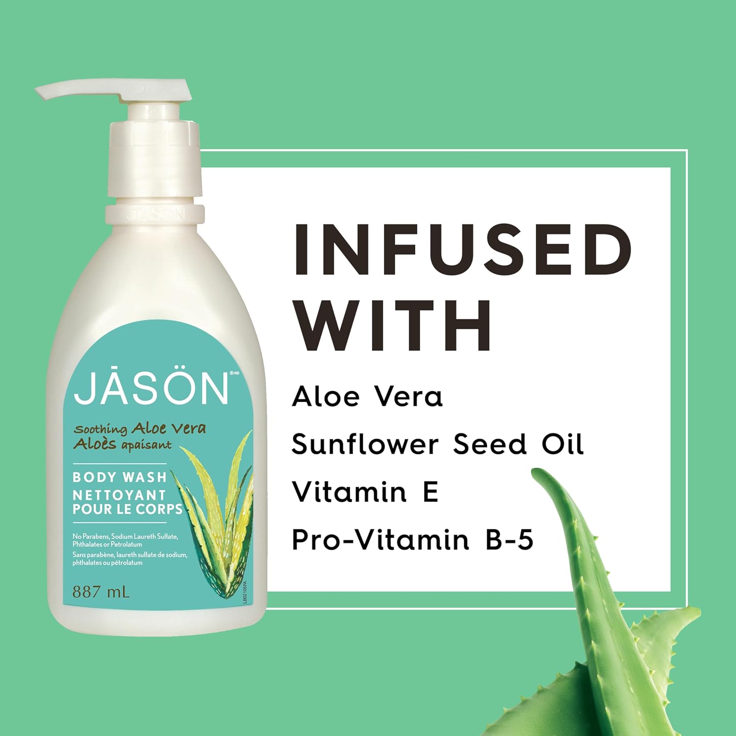 JASON Aloe Vera Shower Gel Body Wash - Soothing, Gentle Clean Feeling, 30 Fluid Ounces