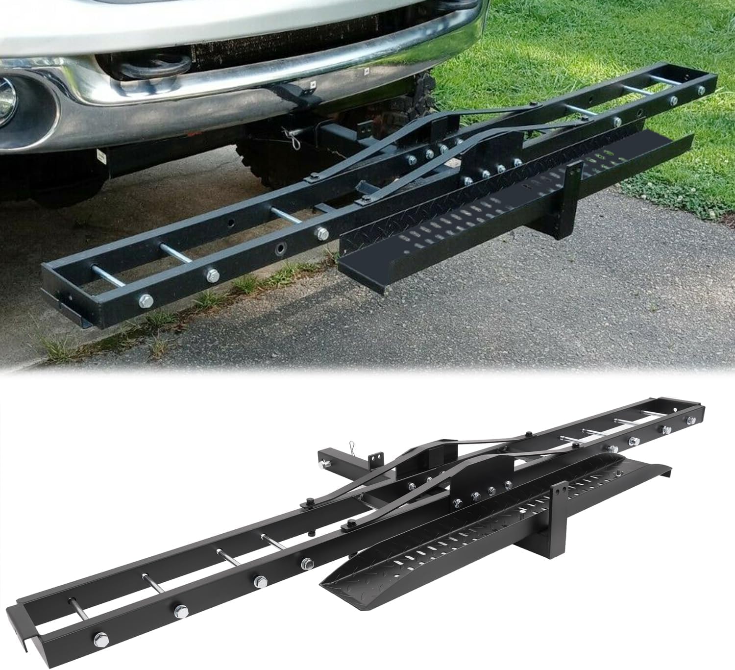 500LBS Steel Motorcycle Scooter Dirtbike Carrier Hauler Hitch | Mount Rack Ramp Anti Tilt