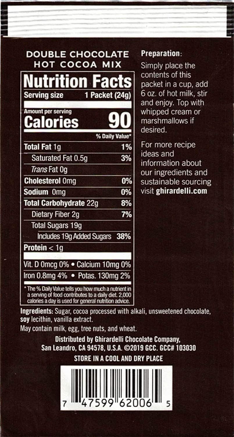 Ghirardelli Double Chocolate Hot Cocoa Mix, Approximately 0.85 oz Packets (Pack of 25) with Cocoa Scoop