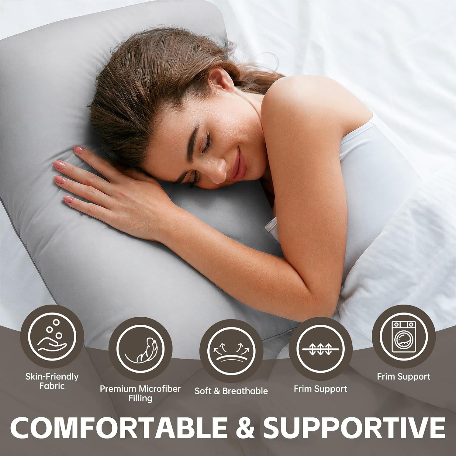HIMOON Bed Pillows for Sleeping 2 Pack,Queen Size Cooling Pillows Set of 2,Top-end Microfiber Cover for Side Stomach Back Sleepers
