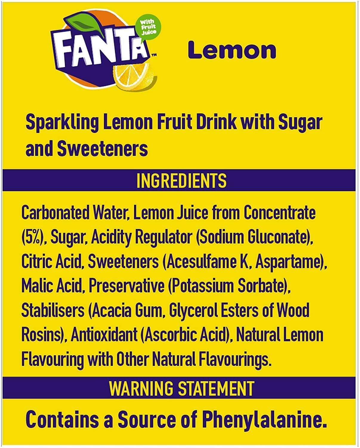 Fanta Lemon Lemon Drink, 12 Can Pack (330ml Each)