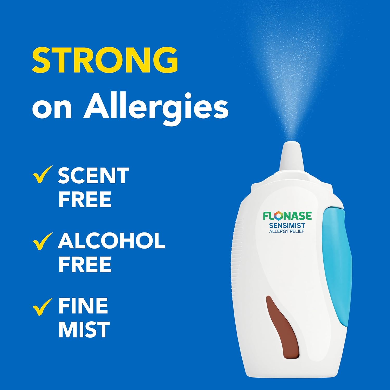 Flonase Sensimist Allergy Relief Nasal Spray, 120 Sprays | Tissues Included, Fluticasone Propionate Nasal Spray, Multi-Symptom Relief, 24-Hour Non-Drowsy Allergy Relief
