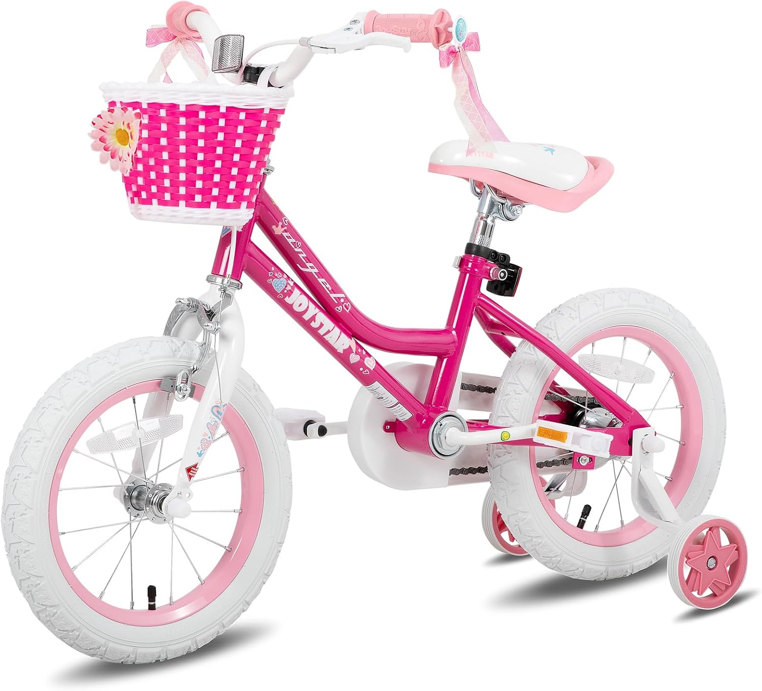 JOYSTAR Angel Girls Bike for Toddlers and Kids Ages 2-12 Years | 12-20 Inch Kids Bike with Training Wheels & Basket, 20 24“ Bicycle with Kickstand