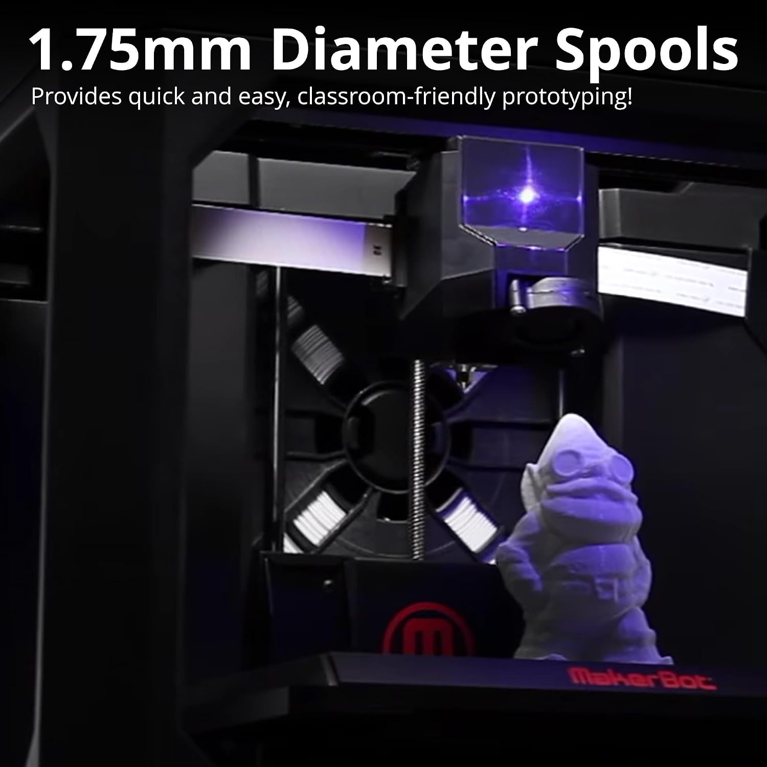 Makerbot Pla Filament 1.75mm Large Spool, 2 Lb, True White MP05780 (White) | For Replicator+, 5th Gen Printers
