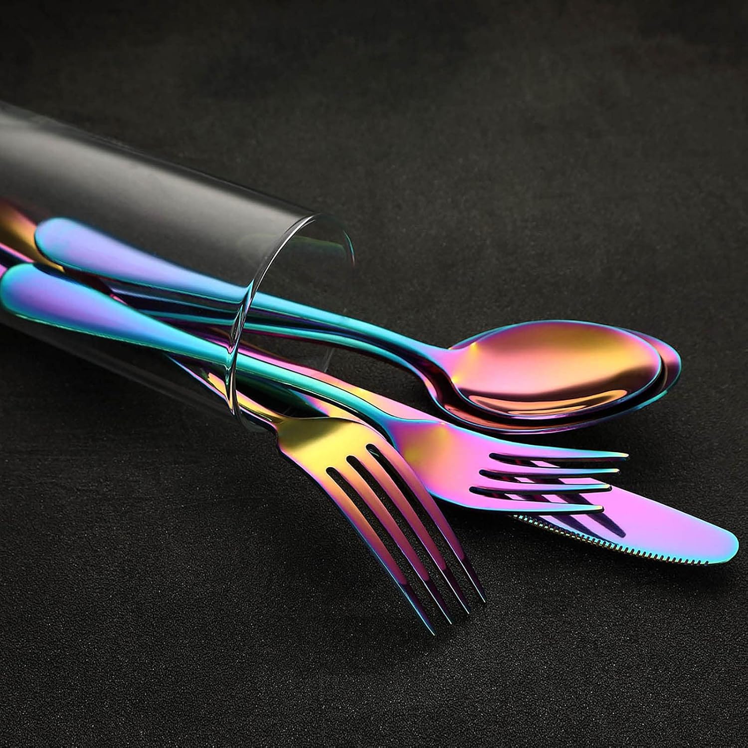 VANDBAO Rainbow Flatware Cutlery Silverware Set 20 Pieces, Stainless Steel Colorful Utensils, Tableware Set Service for 4, Include Knife/Fork/Spoon