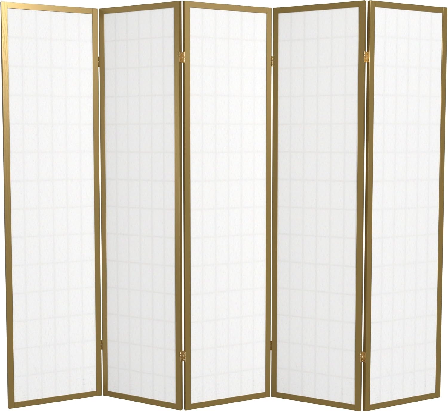 Red Lantern 6 ft. Tall Window Pane Shoji Screen - Walnut - 5 Panels