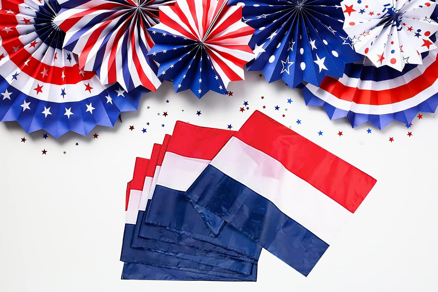 2-Pack Large Patriotic USA Flag Bunting Decorations 4th of July Memorial Day Large Red, White & Blue - 18" x 20 Feet. (2-Pack)
