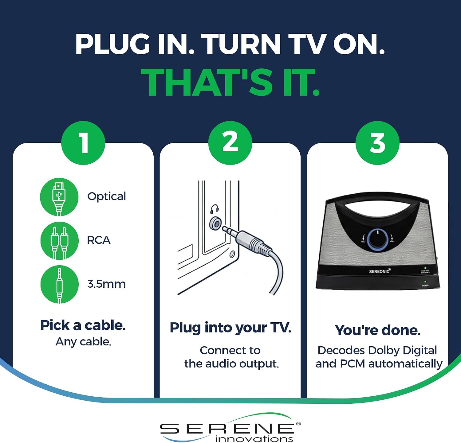 SEREONIC Portable Wireless Speakers for Smart TV - Ideal for TV Watching Without The Blaring Volume - Designed for Hard of Hearing, Elderly
