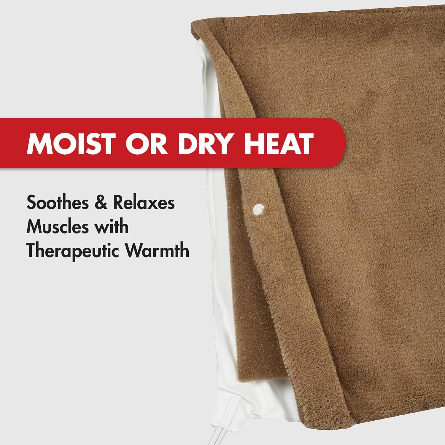 Deluxe Heating Pad Moist/Dry Heat Therapy | Moist & Dry Heat Therapy for Sore Muscles, 4 Heat Settings, Sponge Included, Machine-Washable Cover