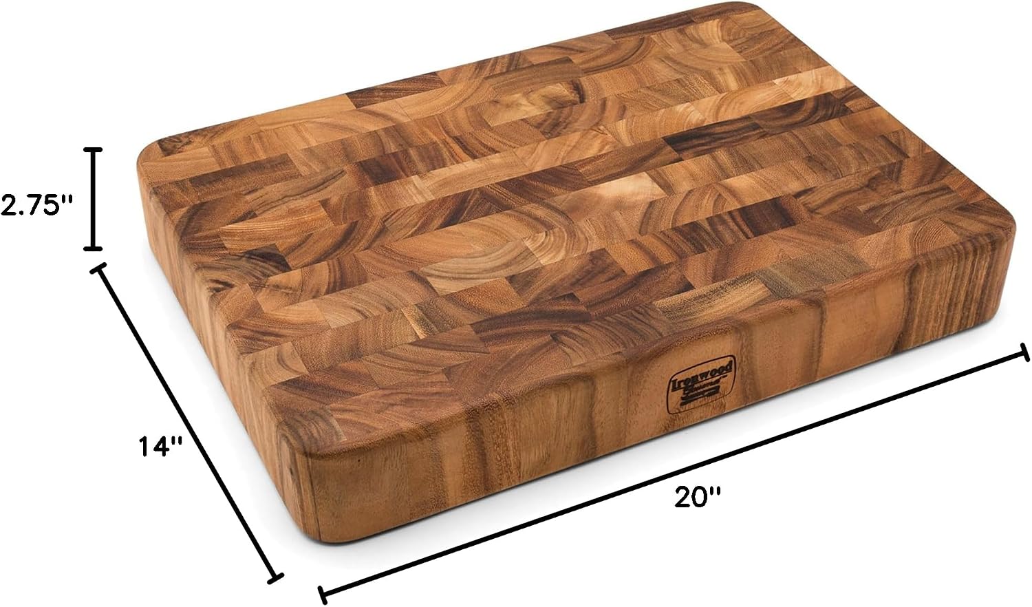 Ironwood Gourmet End Grain Union Stock Yard Professional Chopping Butcher Block, Brown