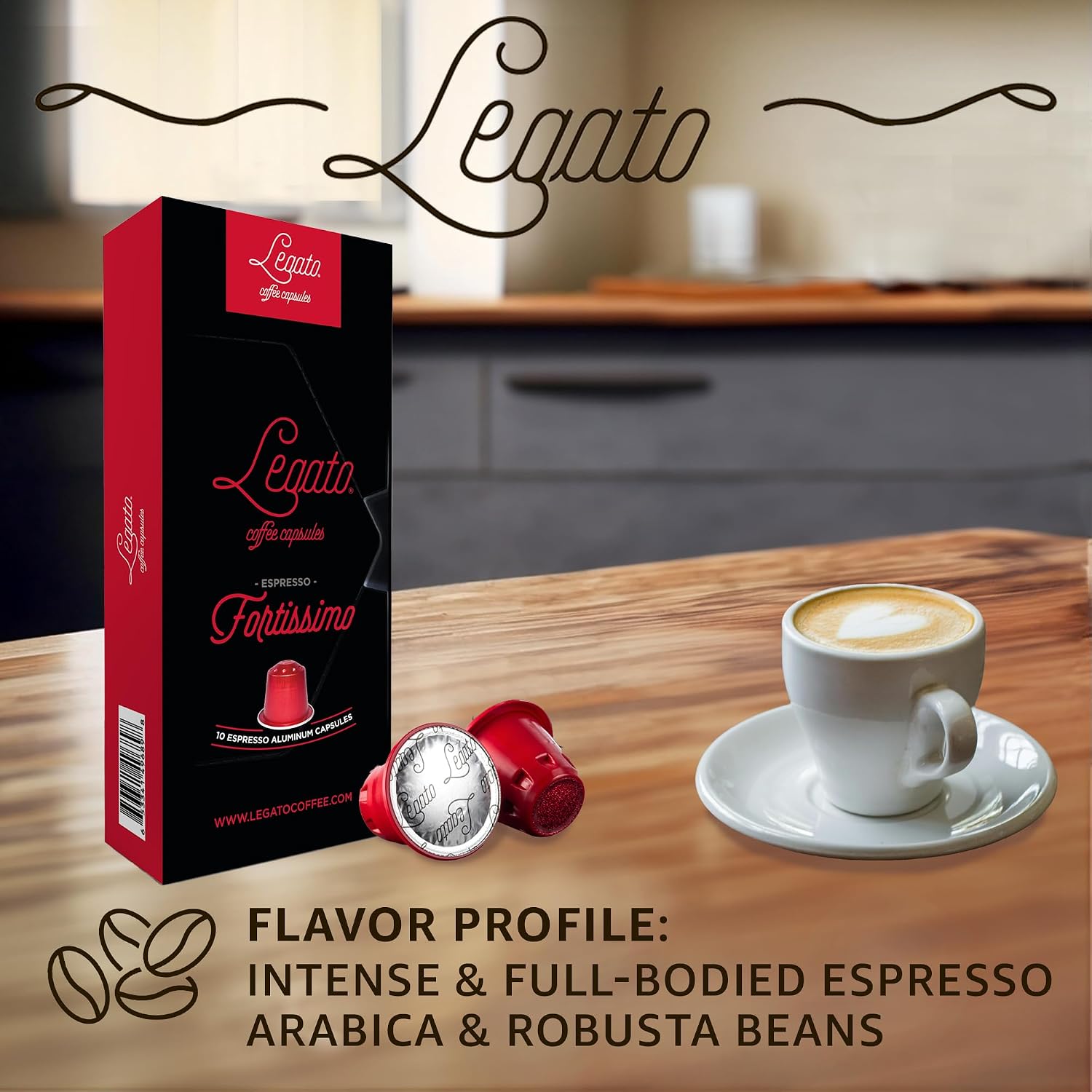 Legato Espresso Capsules - 10/100 count - Single-Serve Coffee Pods - Compatible with Nespresso OriginalLine Machine - Cafe-style Coffee at Home (100, Hazelnut Strength 5)
