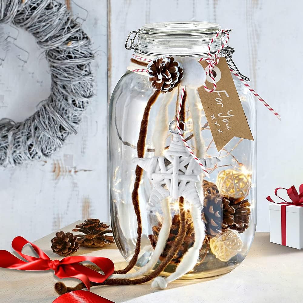 1 Gallon Glass Jar with Airtight Lid, Large Mason Jar, Pickle Jars, 128 OZ