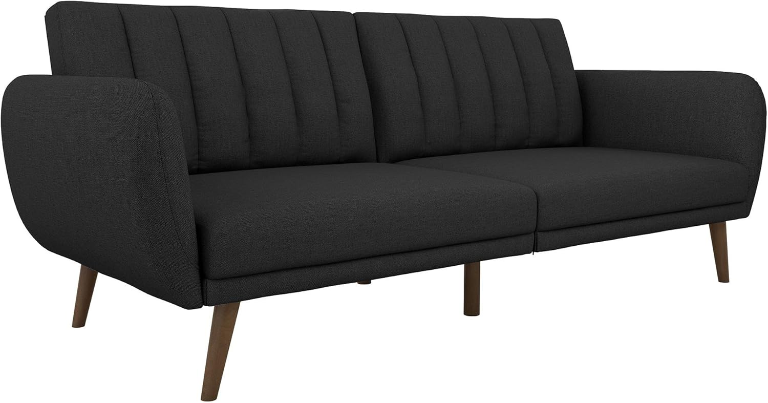 Novogratz Brittany Futon Sofa Bed and Couch Sleeper, Camel Faux Leather
