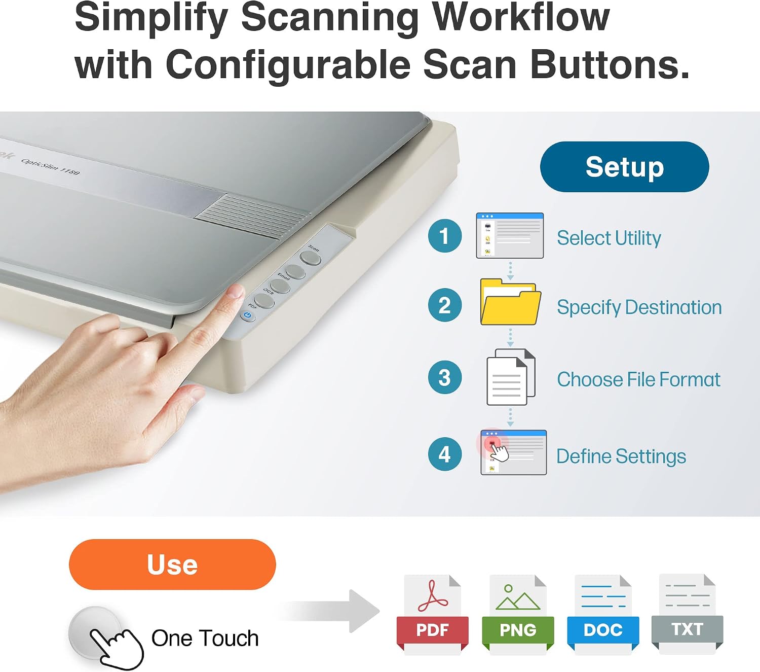 Plustek OS1180 - Flat Scanner for Graphics and Documents in A3 Format, Design Suitable for Libraries