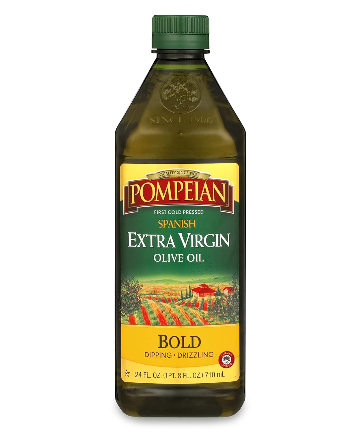 Pompeian Bold Spanish Extra Virgin Olive Oil - 16 fl oz - First Cold Pressed Olive Oil for Cooking - Bold Taste for Dipping and Drizzling