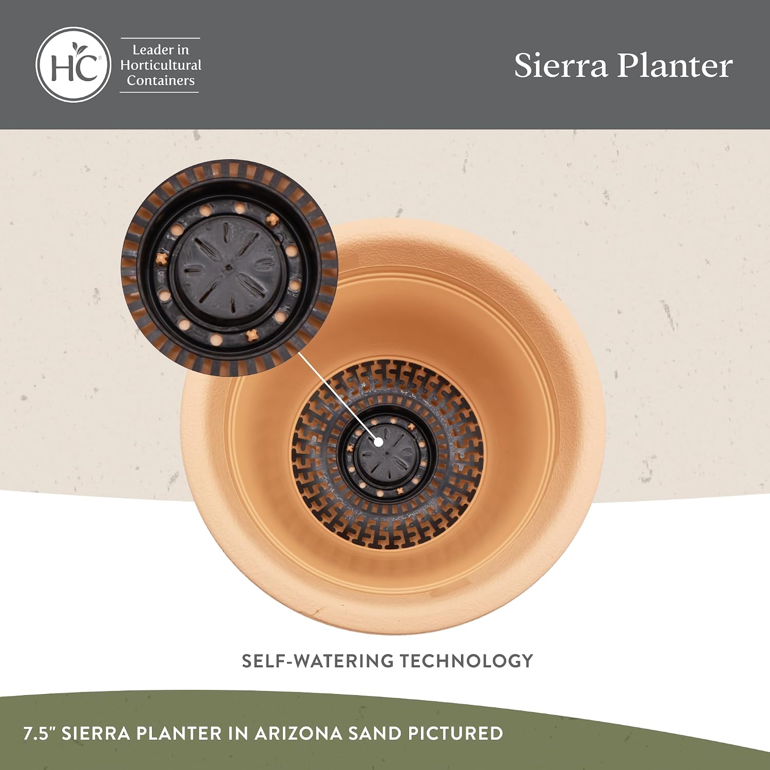The HC Companies Sierra Round Self-Watering Pot - Lightweight Plastic Planter for Herbs & More - Durable Plant Pots for Indoor Plants & Outdoor Plants (13” Rustic Redstone, Pack of 1)