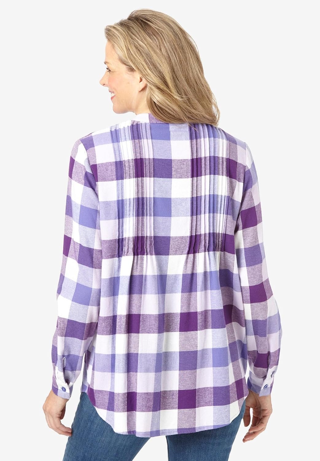 Woman Within Pintucked Flannel Shirt