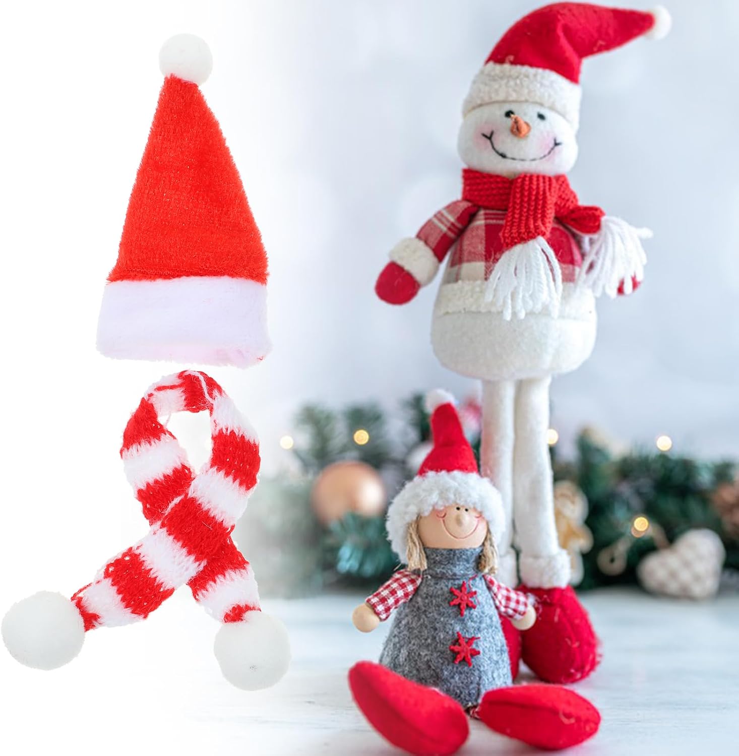HEALLILY Party Wine Bottle Cork 20pcs Christmas Mini Santa Hats Wine Topper Covers Christmas Wine Bottle Decorations for Xmas Holiday Party (Red and