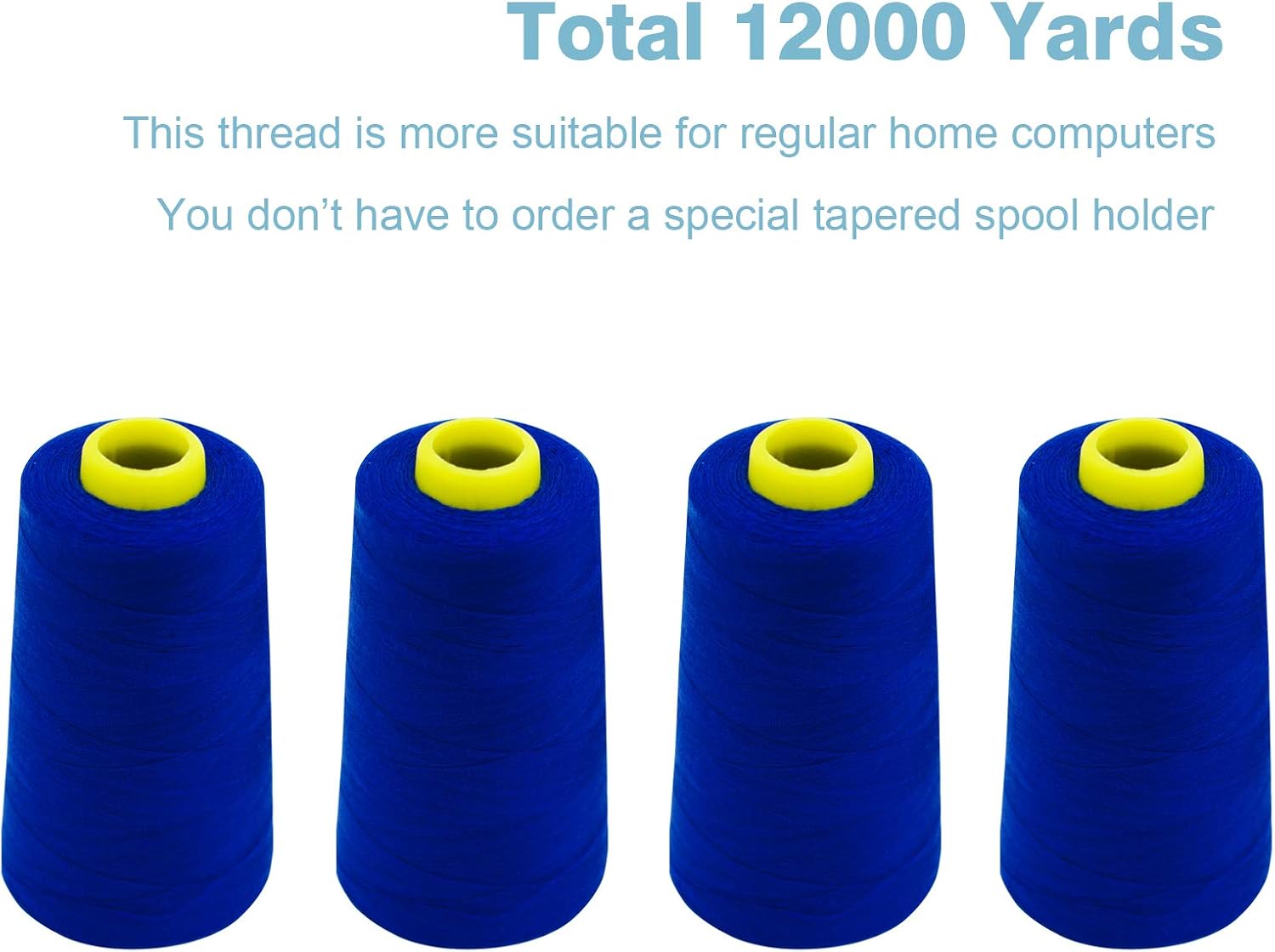 Black Serger Thread, All-Purpose Thread for Sewing, Polyester, 4 Cones of 3000 Yards Each Spool for Sewing Machine