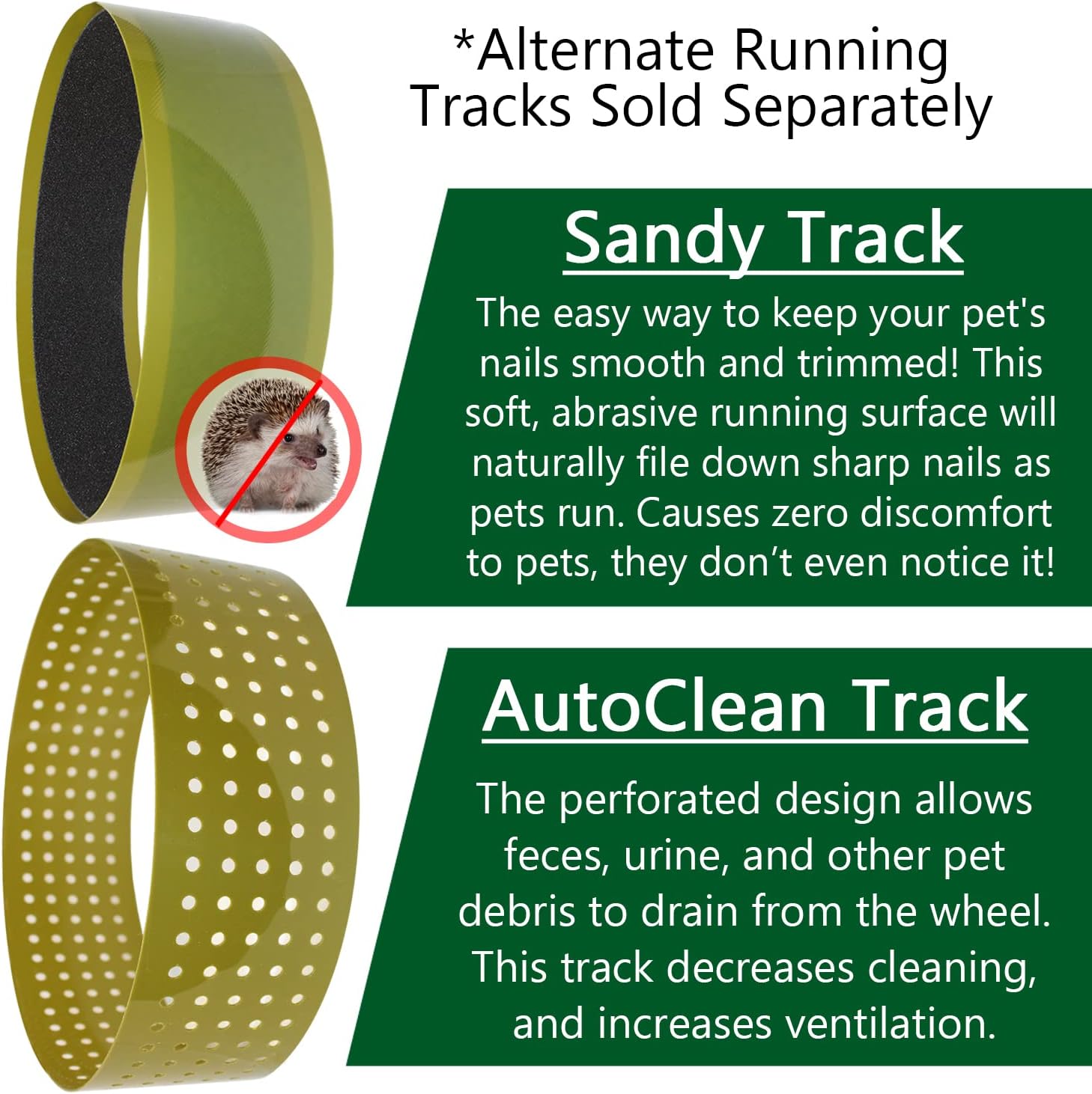 Sandy Track - for Green Silent Runner 12" Wide - Textured Nail Trimming Track for Pet Exercise Wheel (Green 12" Wide)