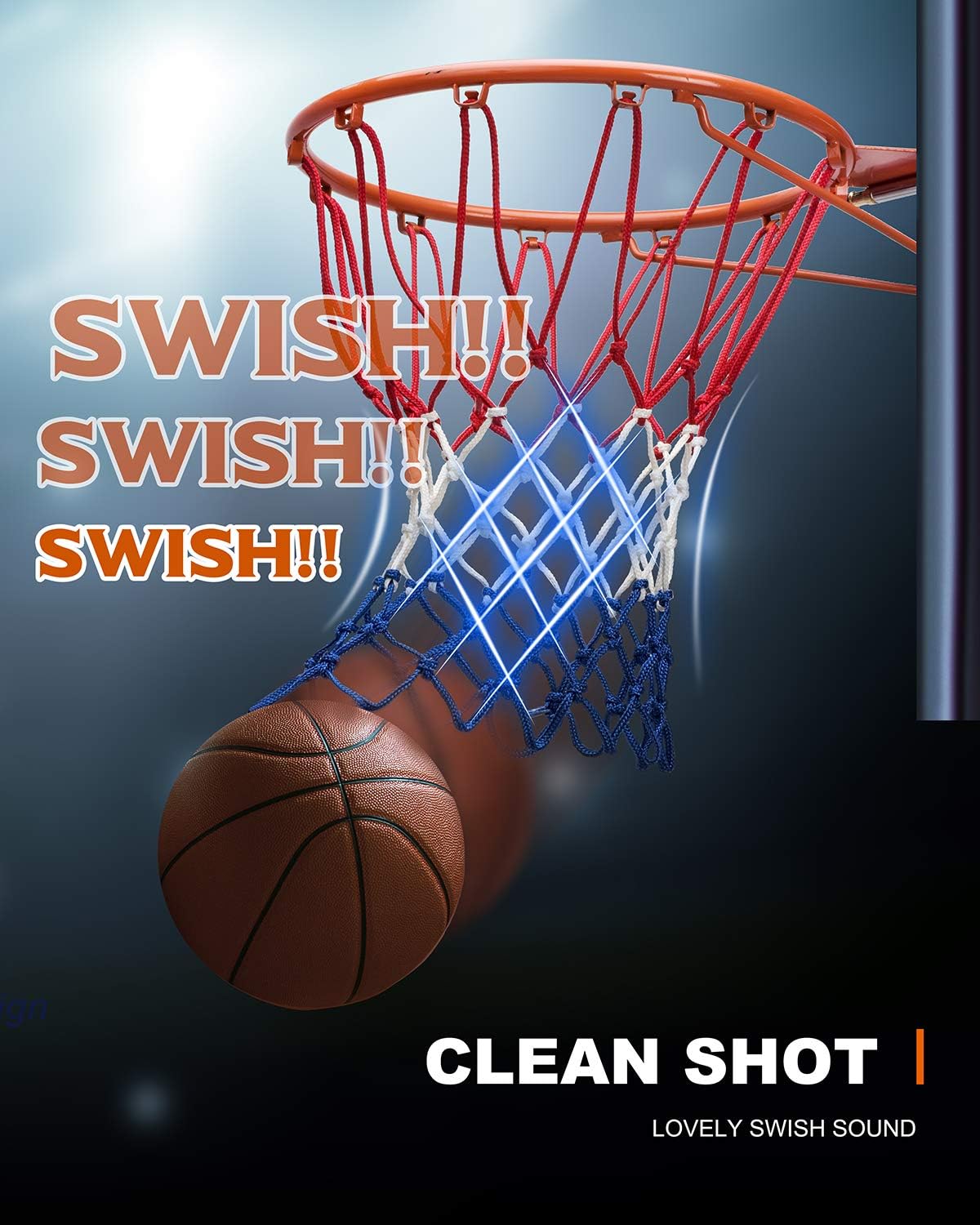 Basketball Net Replacement Heavy Duty, 2023 Professional On-Court Quality [6.88Ounce], Fits Outdoor Indoor Standard Rim