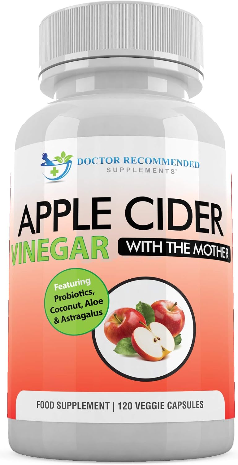 Apple Cider Vinegar Capsules - (120 Veggie Capsules) Organic ACV Supplement with Probiotics - 1500mg per Serving - Supports General Wellness &
