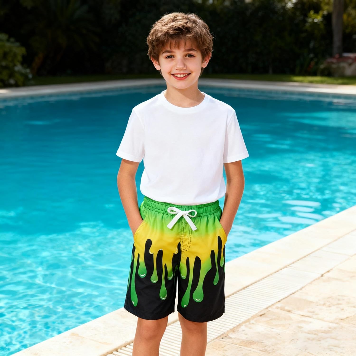 BFUSTYLE Boys Swim Trunks Mesh Lining Kids Bathing Suit 5-14 Years Shorts