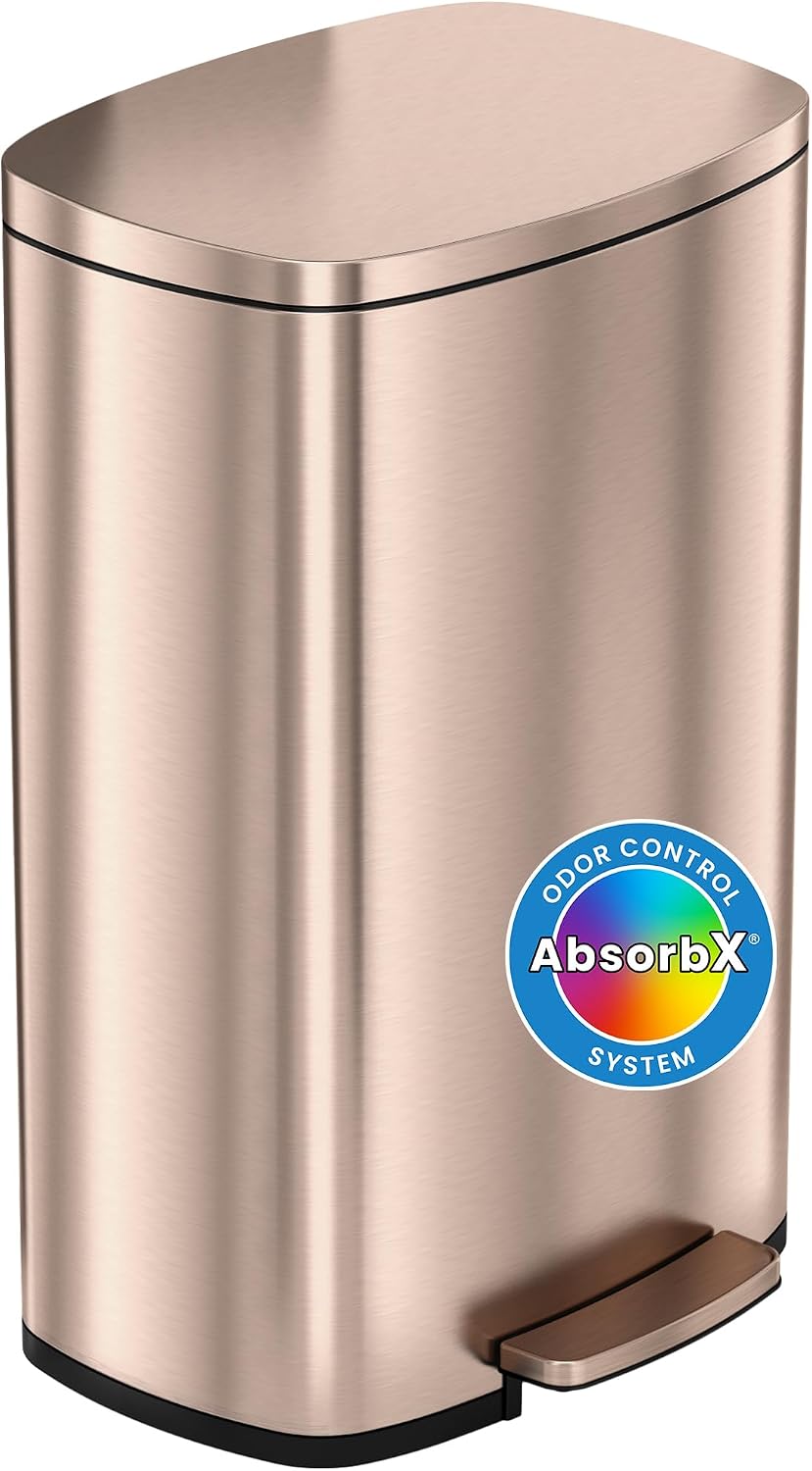 iTouchless Glide 13 Gallon Sensor Garbage Can with Wheels and Odor Control System, Stainless Steel, Automatic Kitchen Bin and Office Trash Bin (Powered by Battery or Optional AC Adapter)