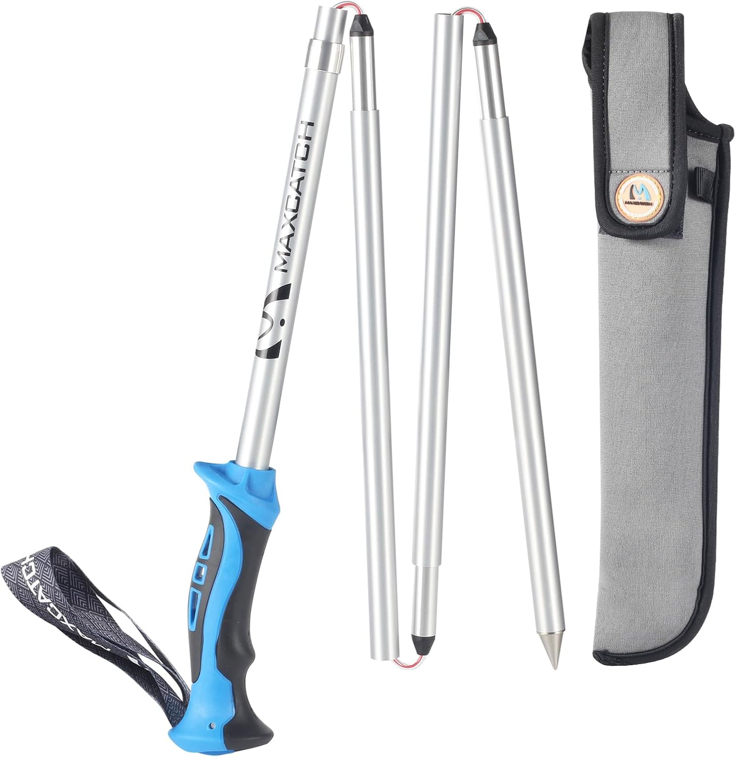 Maxcatch Foldable Wading Staff, T7075 Aluminum Wading Stick with Reinforced PVC-Coated Steel Cable & Secure Lock System