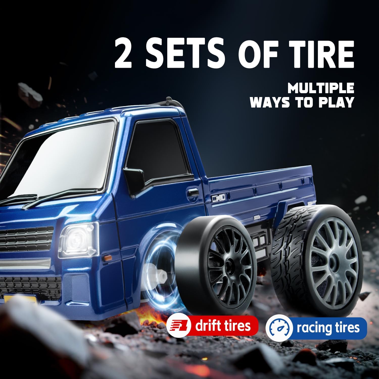 1/24 4WD RC Drift Car, 2.4GHz 20KM/H High Speed Remote Control Racing Car with Drifting Tires, Gift for Kids Adults