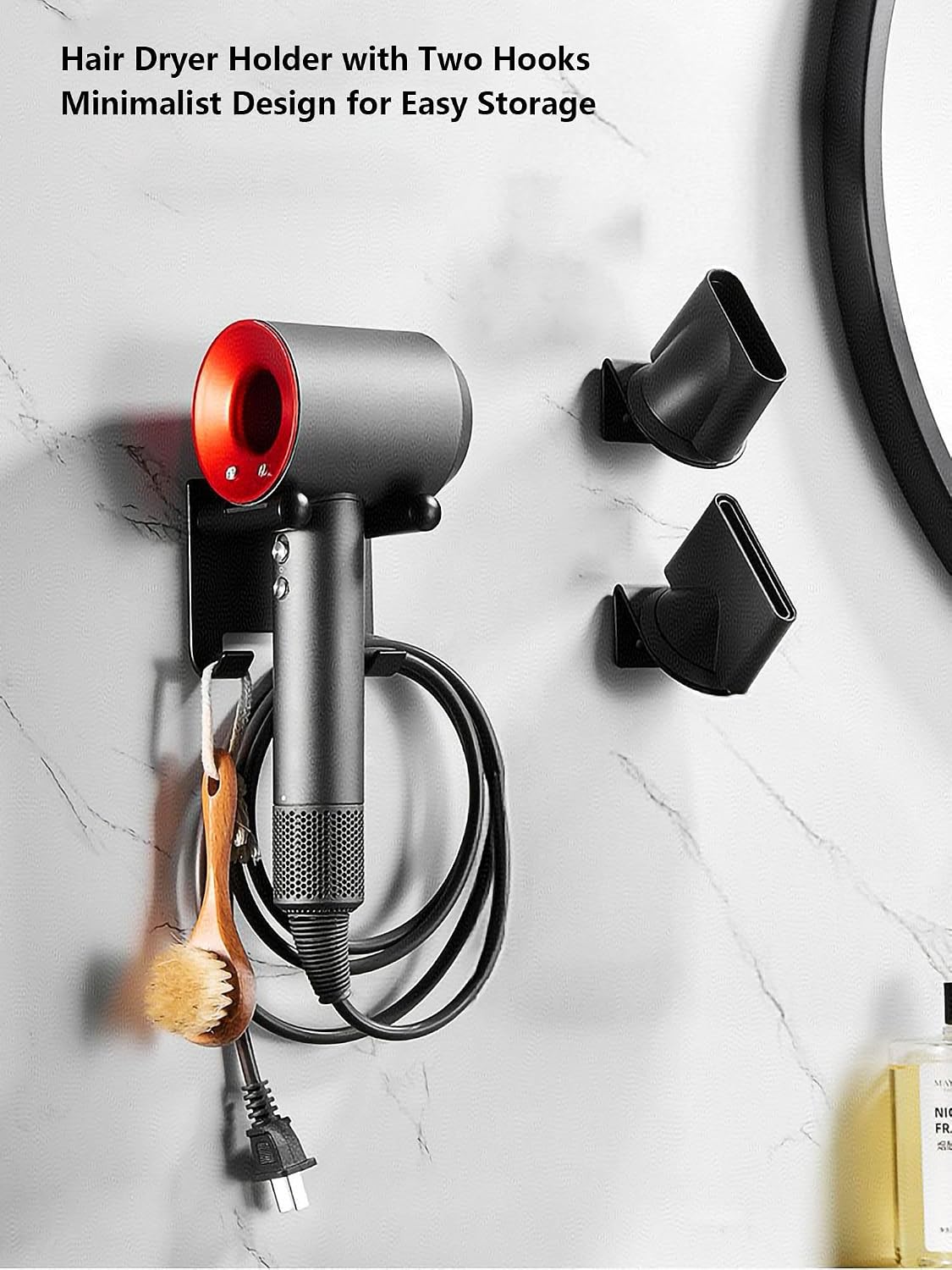 Hair Dryer Holder Stainless Steel Chromed (Black)
