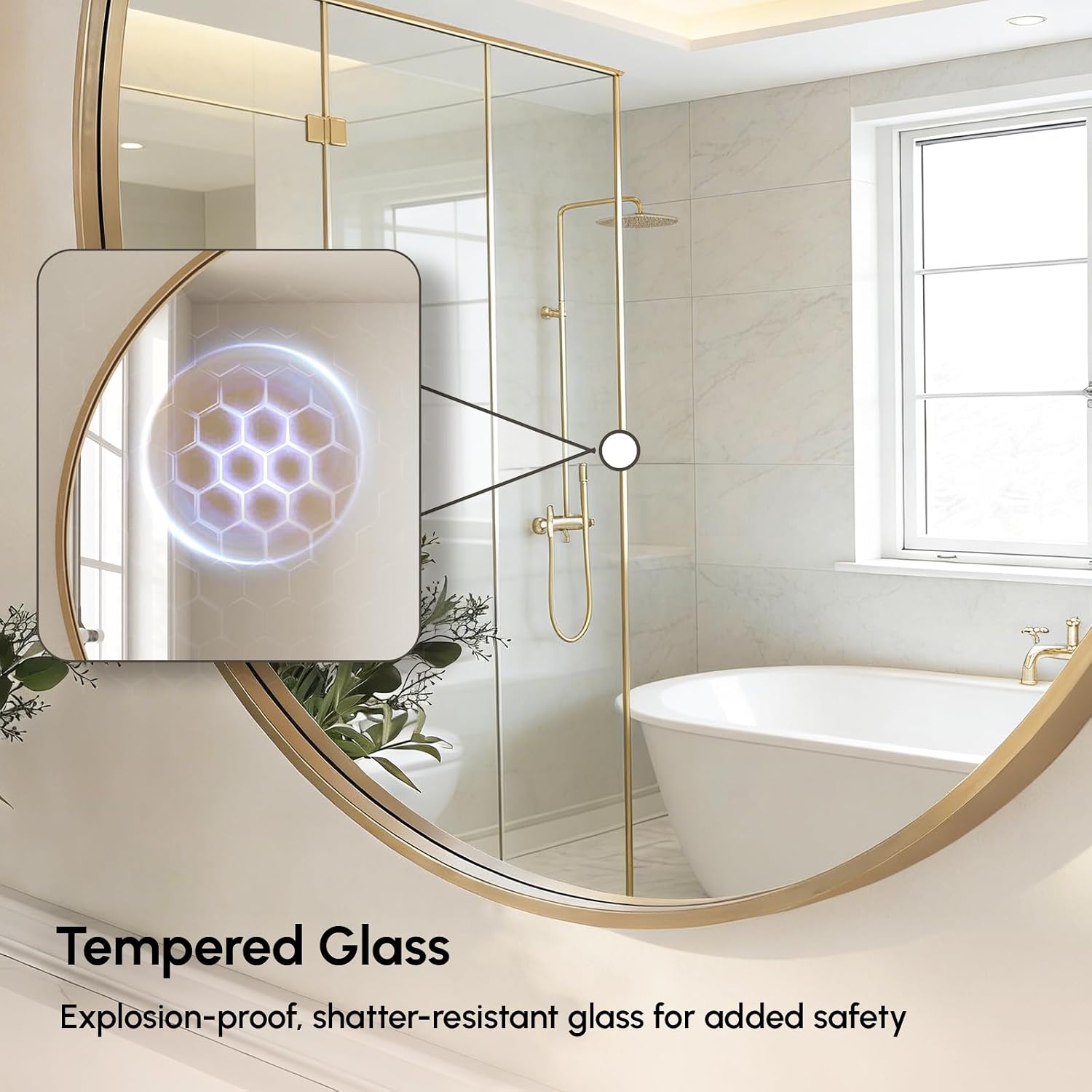 USHOWER Frameless Round Bathroom Mirror 24"