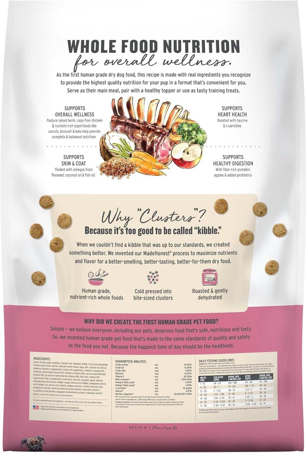 The Honest Kitchen Grain Free Beef & Superfoods Whole Food Clusters, Human Grade Dry Dog Food, Vet-Crafted Nutritional Support for Skin, Coat, Digestion & Overall Wellness, 20 lb Bag