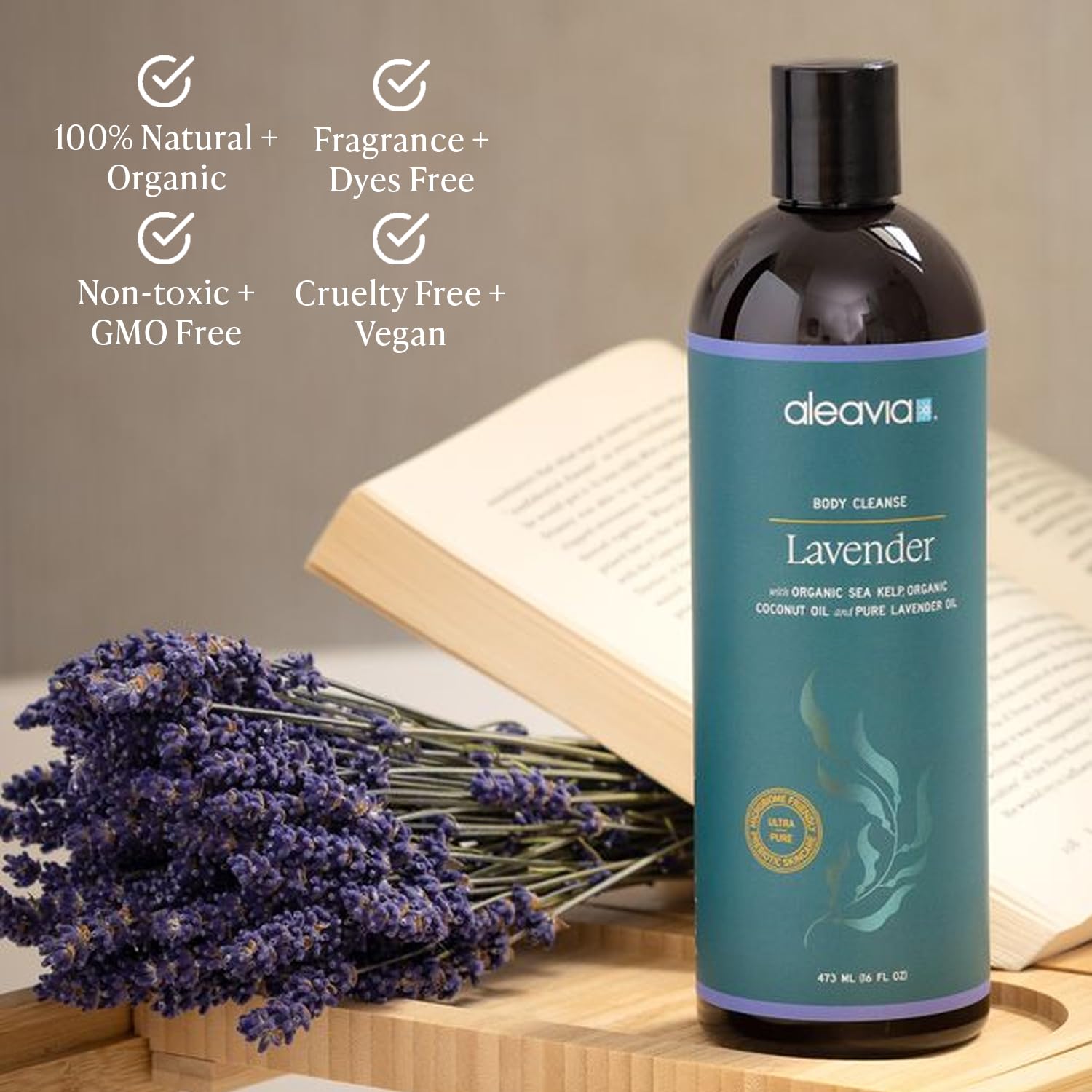 Aleavia Body Cleanse – Organic & All-Natural Prebiotic Body Wash – Fragrance-free and Sulfate-Free Enzymatic Body Cleanser – 16 Oz.