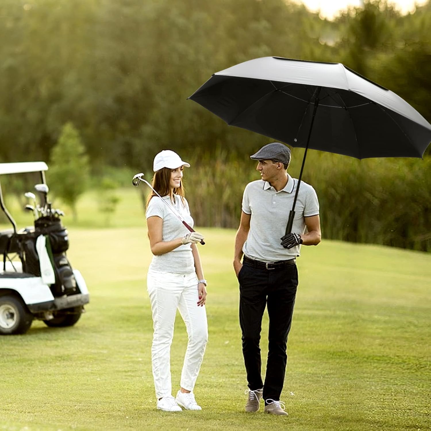 G4Free UV Golf Beach Umbrella 68”Auto Open Extra Large Sun Shade Umbrellas