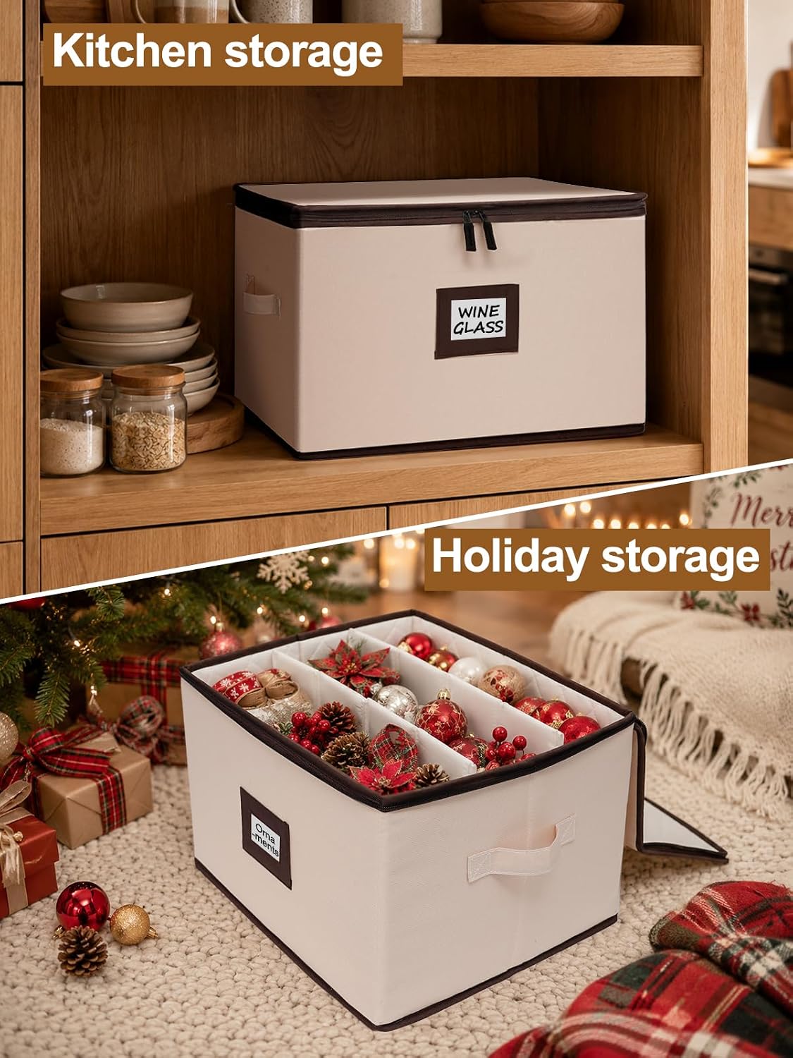 China Storage Containers, 4-Pack Hard Shell Plate & Dish Cases for Moving | Padded dividers and quilted lining protect plates and dishes; stackable for moving and holiday storage, beige hold set of 12
