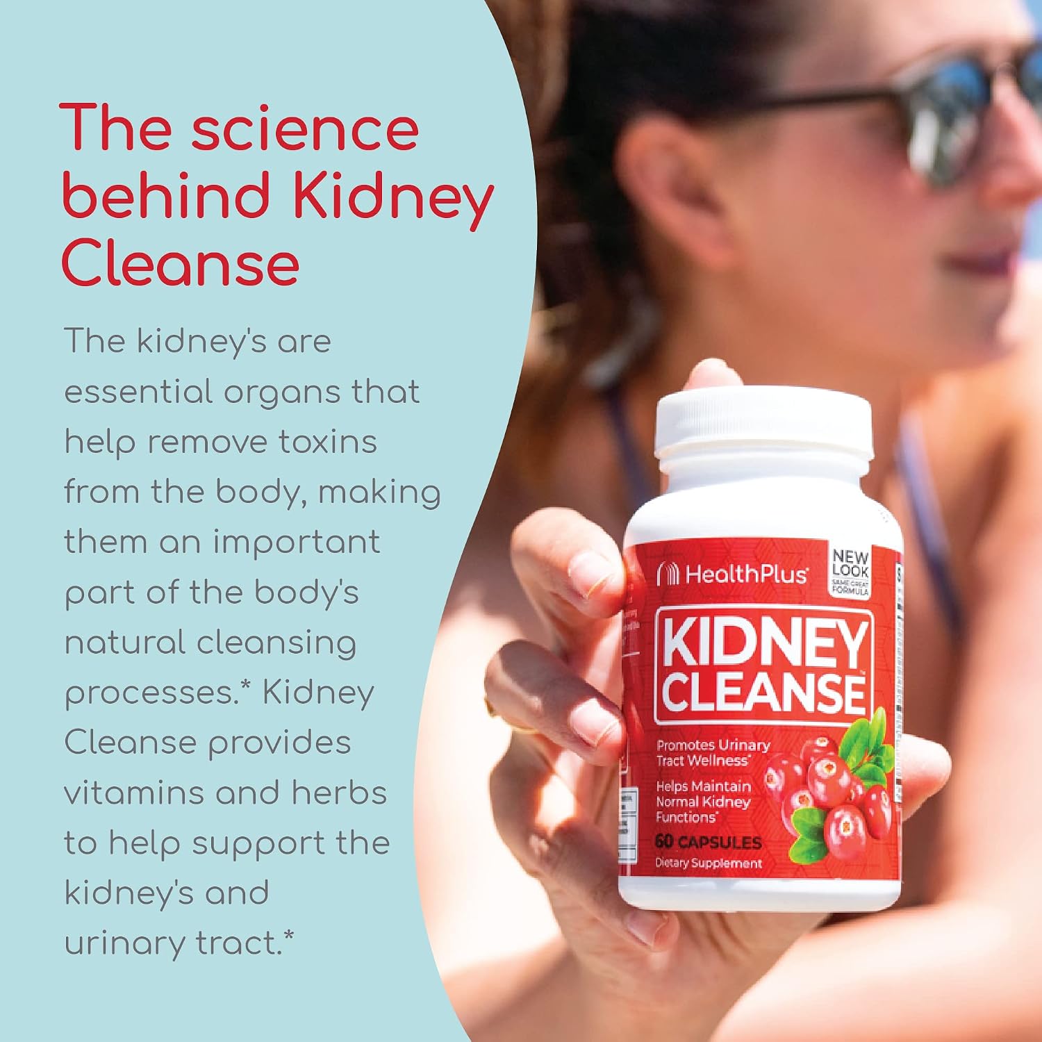 Health Plus Advanced Kidney Cleanse with Cranberry Extract, Turmeric Root and CoQ10, Helps Support Healthy Kidney Function & Urinary Tract Wellness