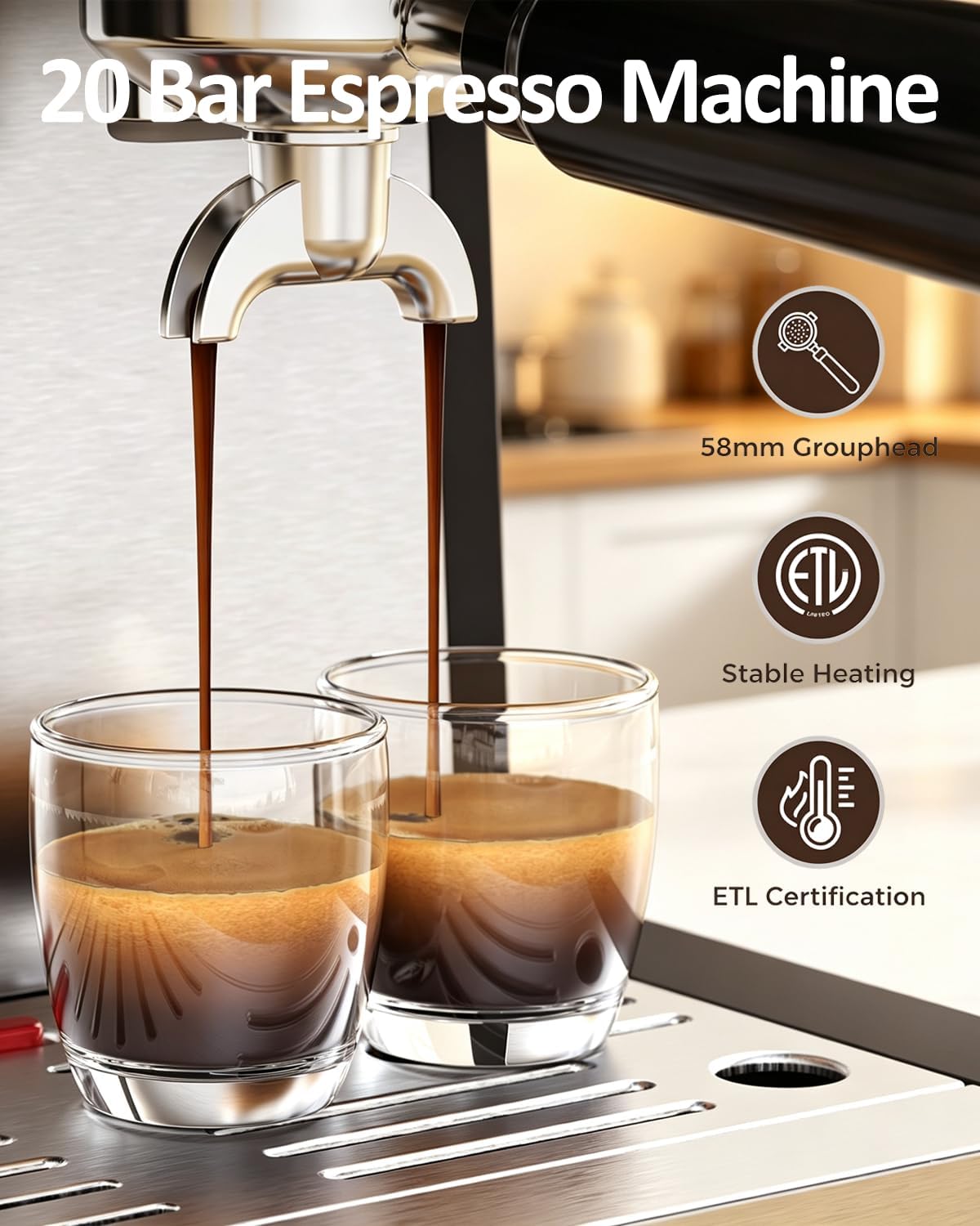 (2026 Upgrade) Espresso Machine with Grinder, 15 Bar Expresso Coffee Machines, Professional Coffee Maker for Latte&Cappuccino with Milk Frother, Expresso Machines for Home Descaling Kit Included White